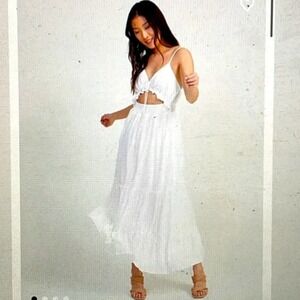 NWT Altar'd State Naome White Maxi Cut Out Dress Size Small Festival Summer Grad